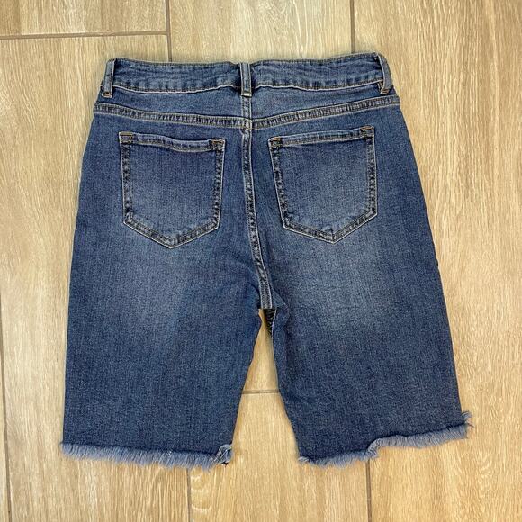 Mango Mickey Mouse Denim Shorts Size 9 Blue Embroidered Jean Cutoffs Disney - Picture 2 of 7